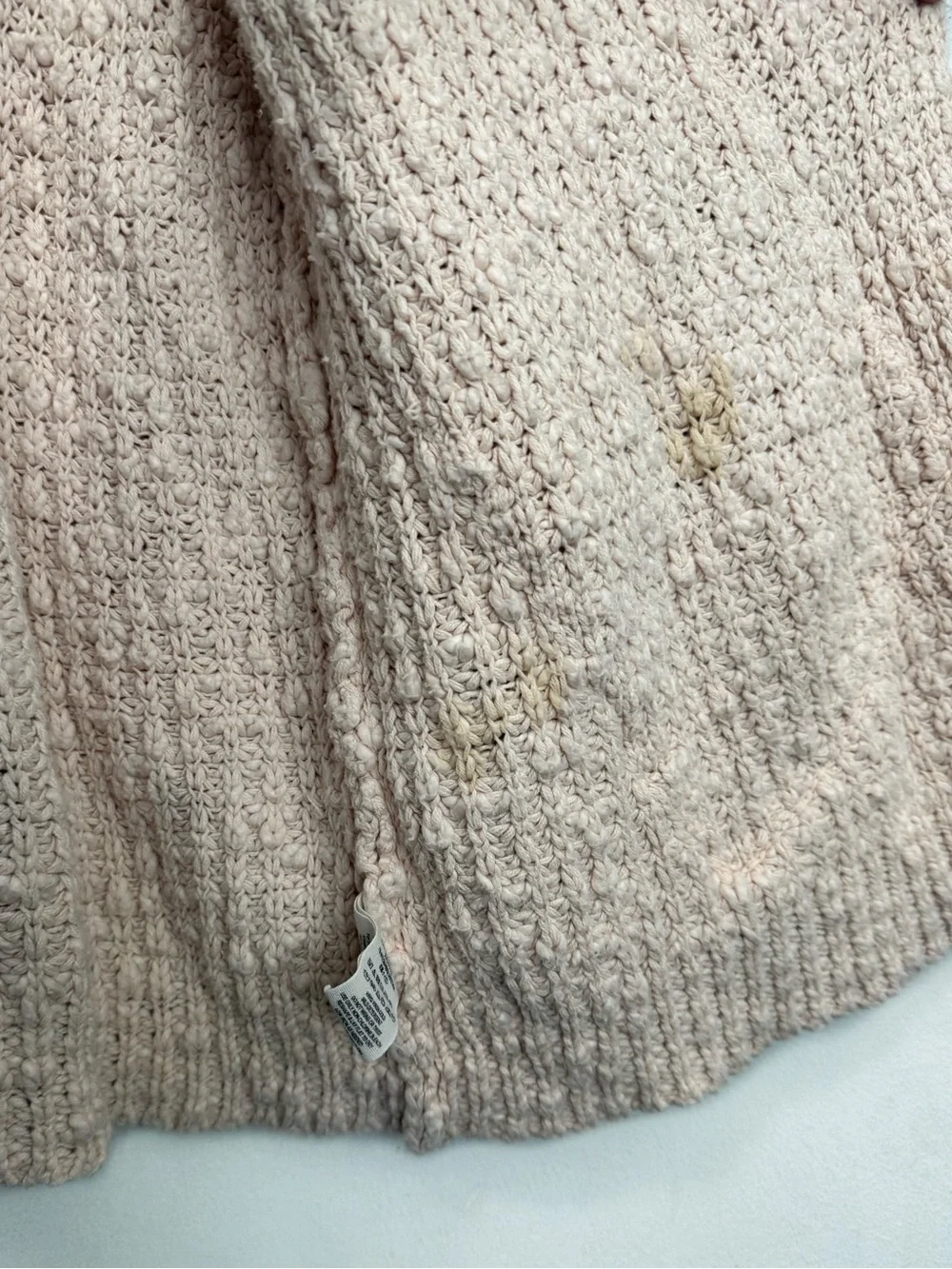 Free People Waterfront Cardigan Open Front Chunky Knit Cozy, Peach Fuzz size S